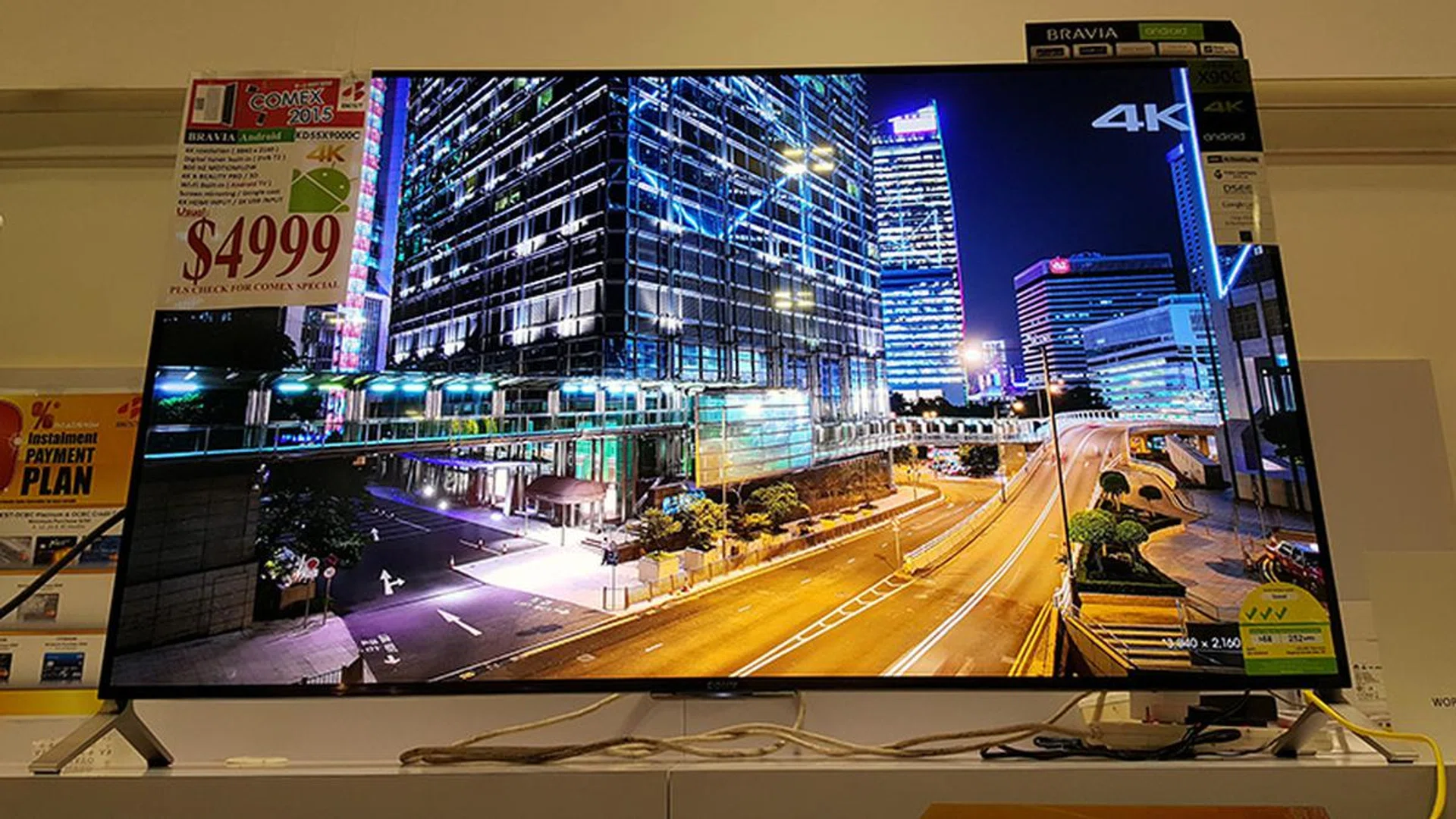 The Sony 55-inch X9000C runs the Android TV platform, which means you've access to all the great apps and games on the Google Play store. It's also one of the slimmest 4K UHD TVs around, measuring just 4.9mm at its thinnest point. Going for $4,299 at Comex.