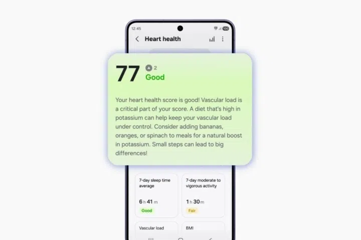 Heart Health Score’s interface in the Samsung Health app.
