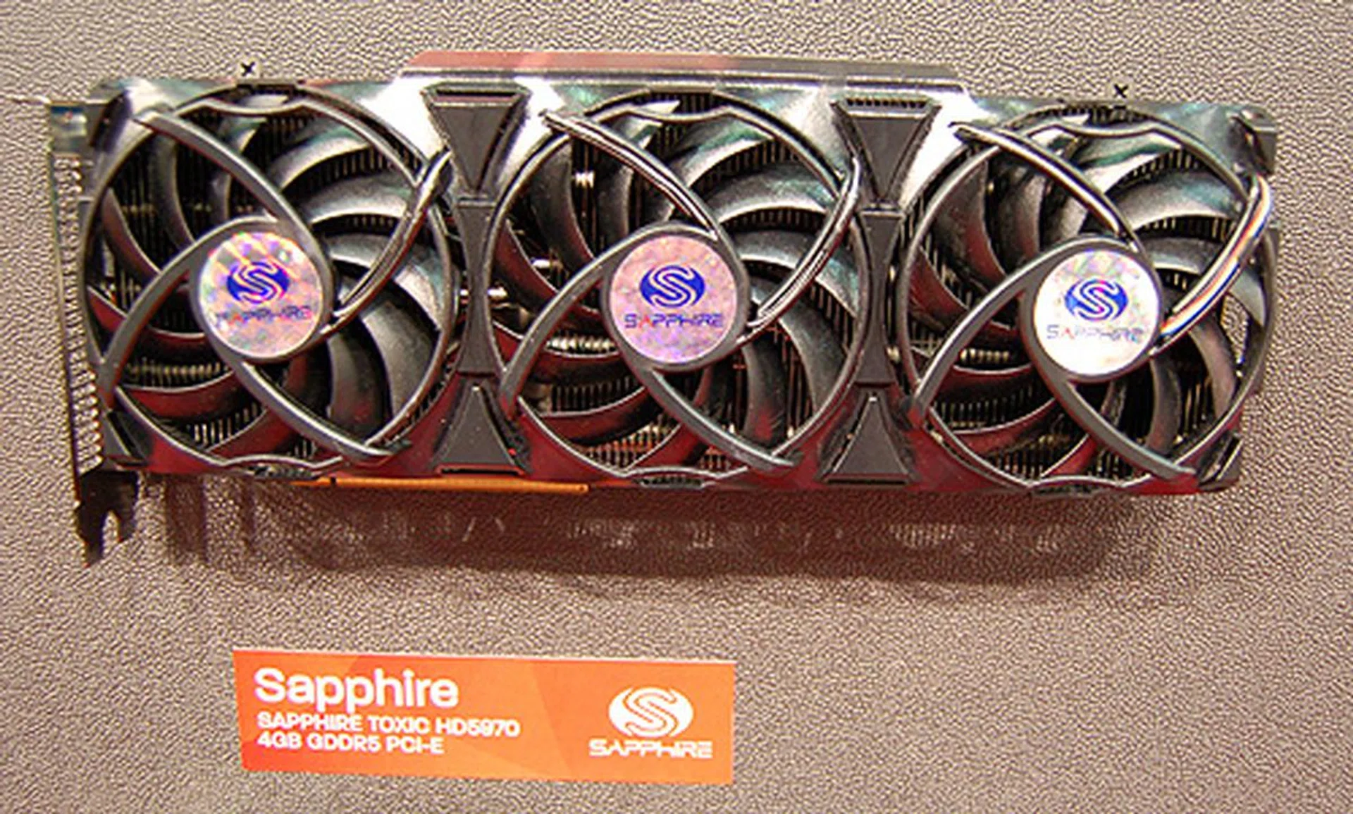 A card that caught our eye was this customized Radeon HD 5970 by Sapphire, which features a triple fan cooler from Artic Cooling.