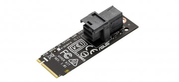 ASUS X99 motherboards will be compatible with the ASUS Hyper Kit expansion card, which will allow users to attach a 2.5-inch NVMe storage device via the SFF-8639 connector. (Image Source: ASUS)