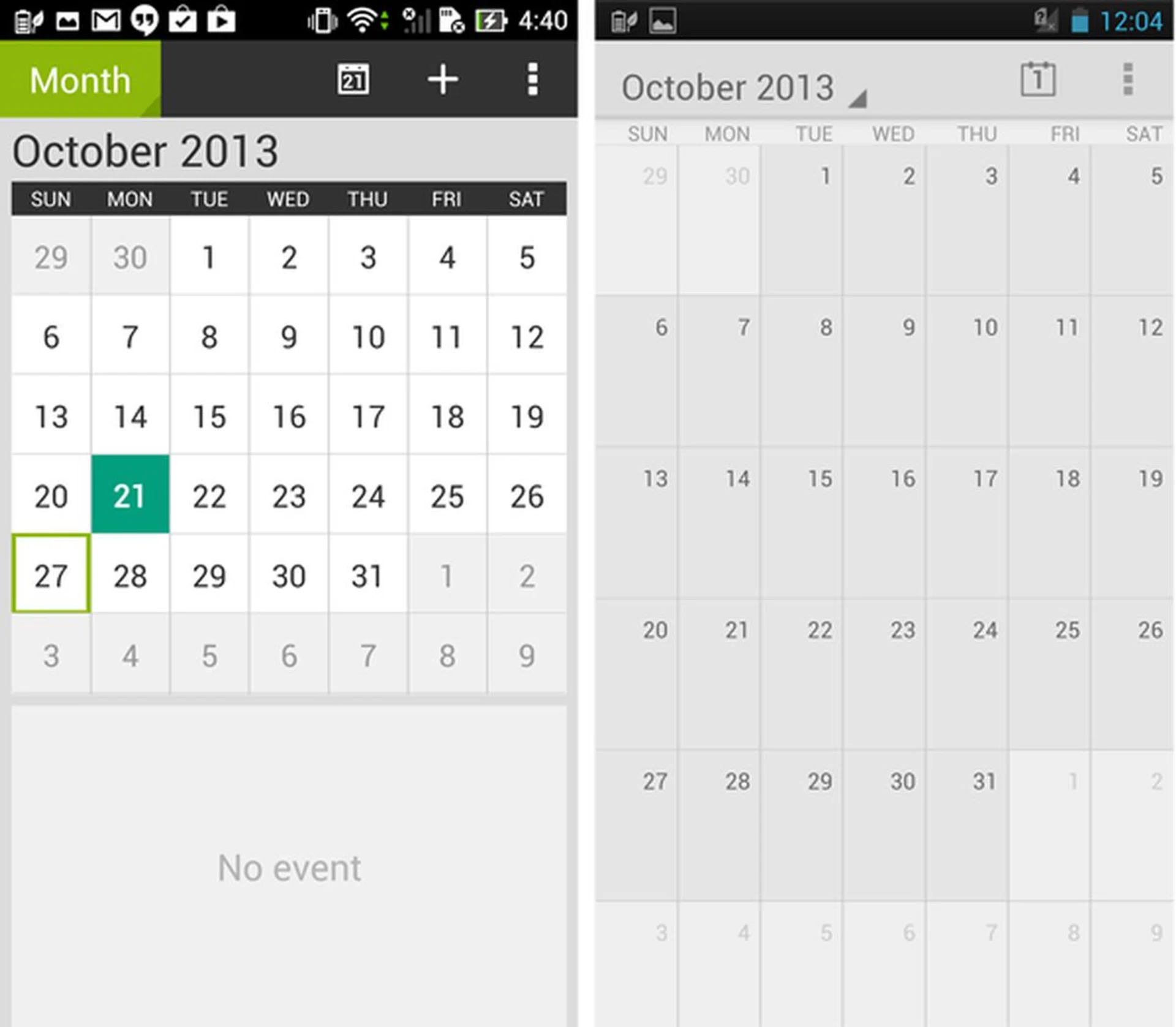 A few apps have also been given a fresh look (new PadFone Infinity calendar on the left)