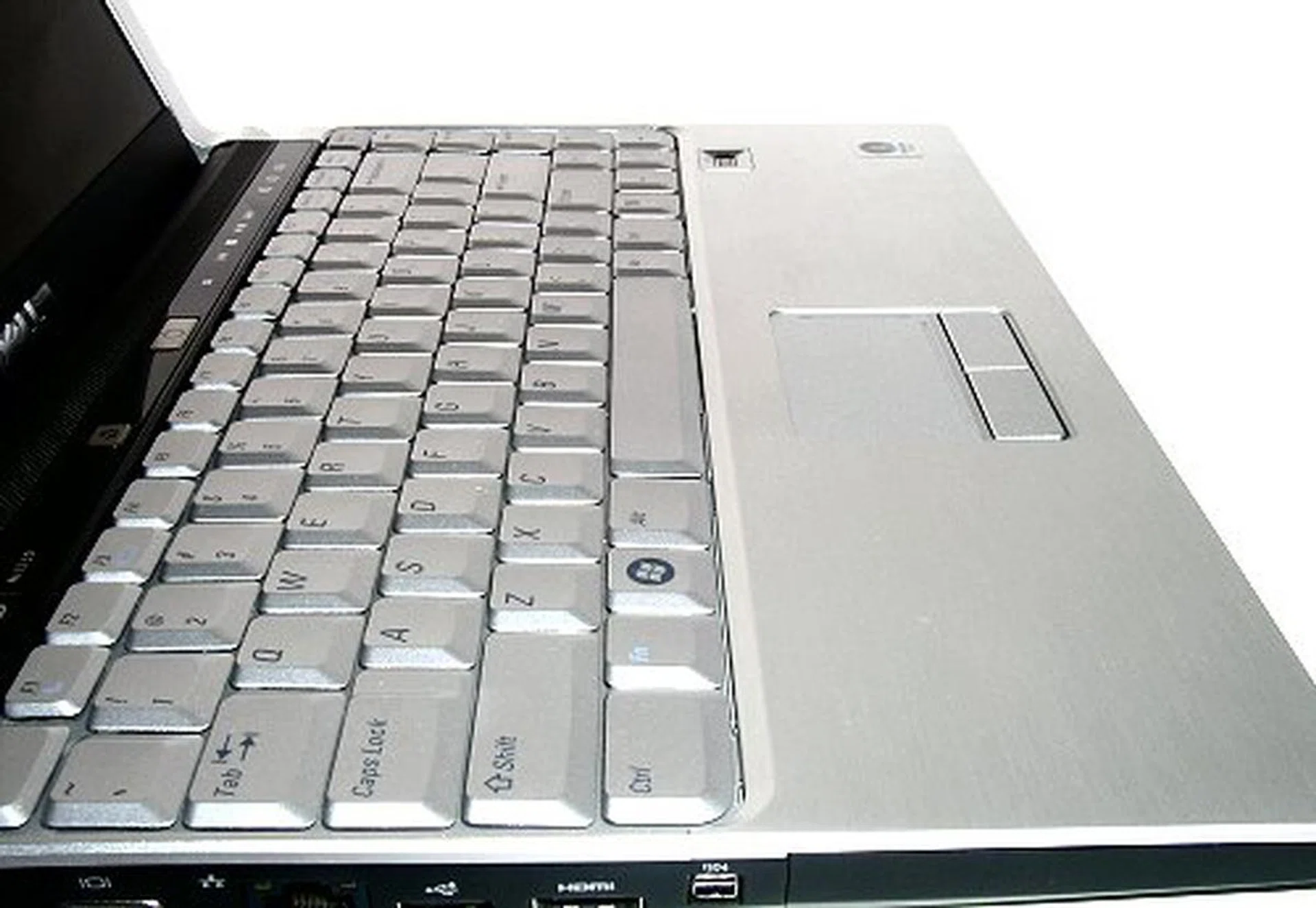 Side view of the keypad and palm rest.