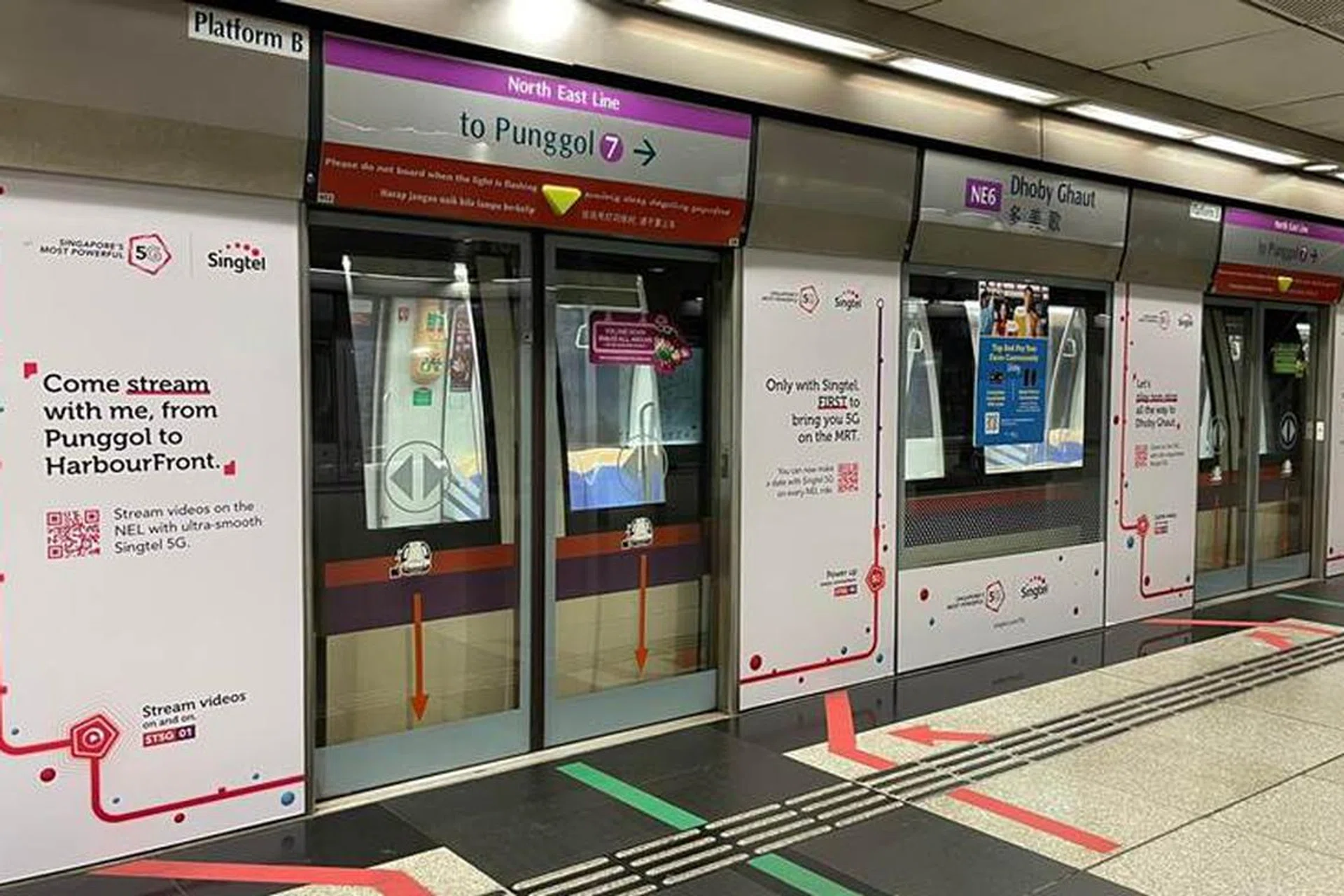Singtel's deployment of its 5G network within the underground MRT North East Line. Photo credit: Singtel.