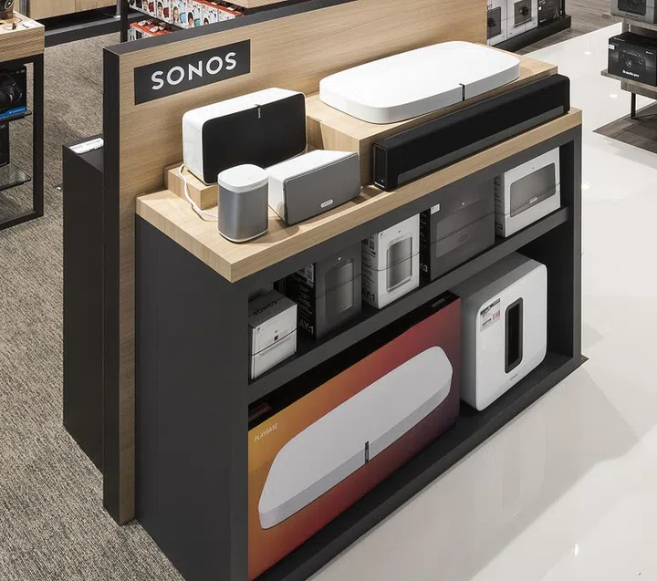 The large flat white product from Sonos is their 'under TV' speakers called the Playbase.