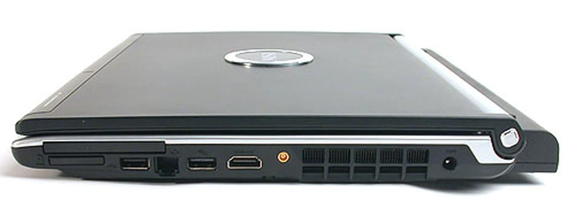 Notable ports here are the HDMI port, the mini port for a digital TV receiver (optional and not included in our package) and this side is also where the exhaust air exits the notebook. The notebook is quite cool and quiet, no doubt due to the low TDP of the CPU architecture.