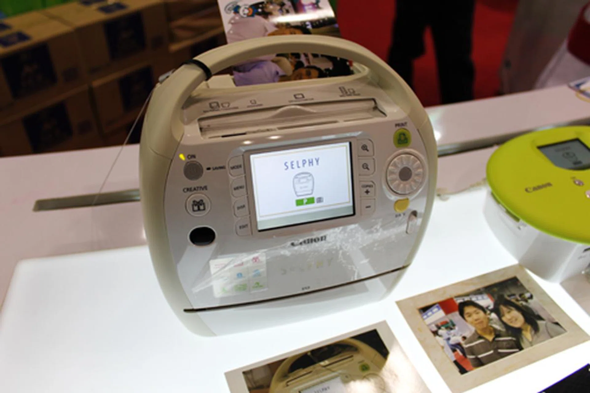 Like cute photo printers? The SELPHY compact photo printers are at the show, the ES3 shown here is going for $349.