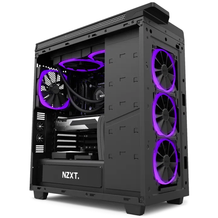 Artist render of NZXT Aer RGB fans within the PC case.