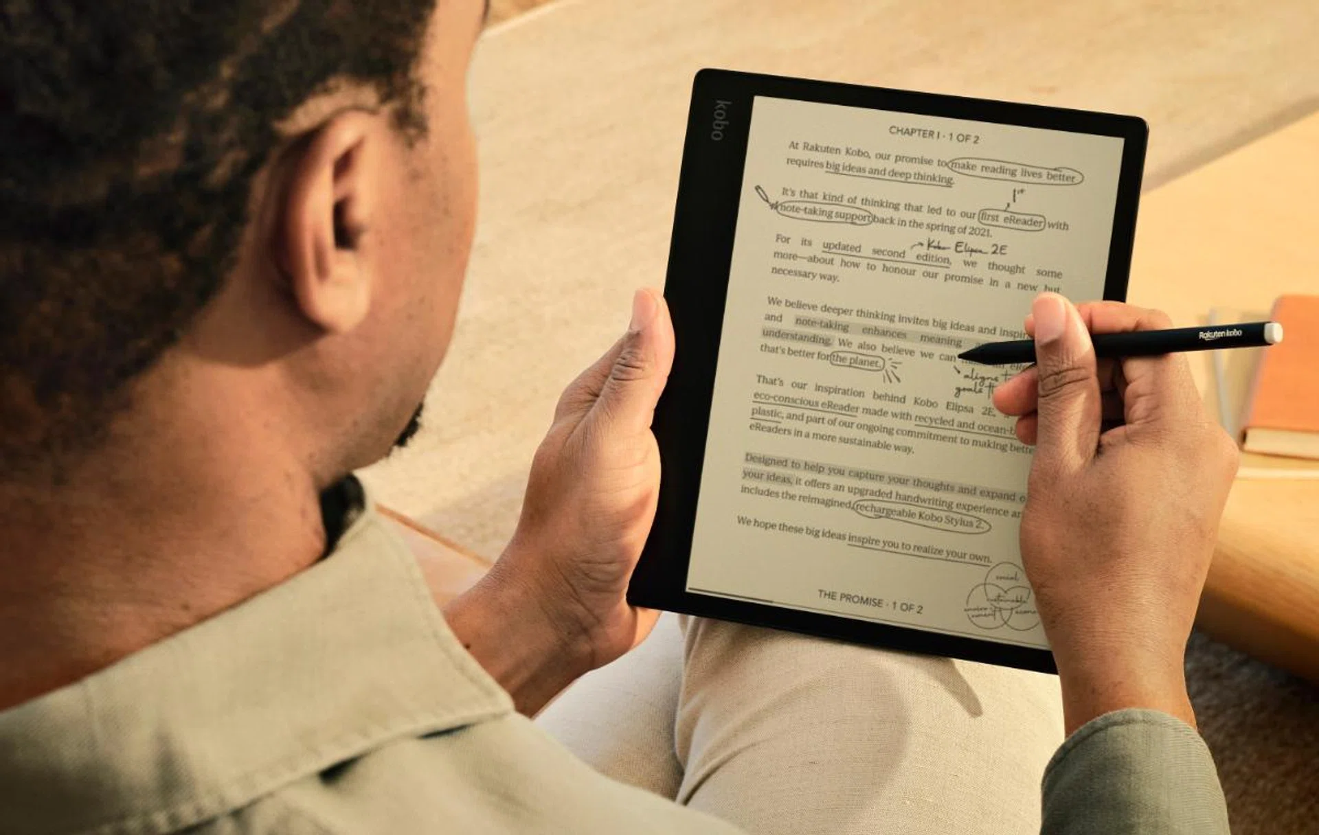 Kobo's extra-large ereader, for example, is designed more for note-taking than only for reading ebooks. (Image: Kobo)