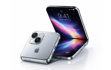 Concept render of a foldable flip Apple iPhone.