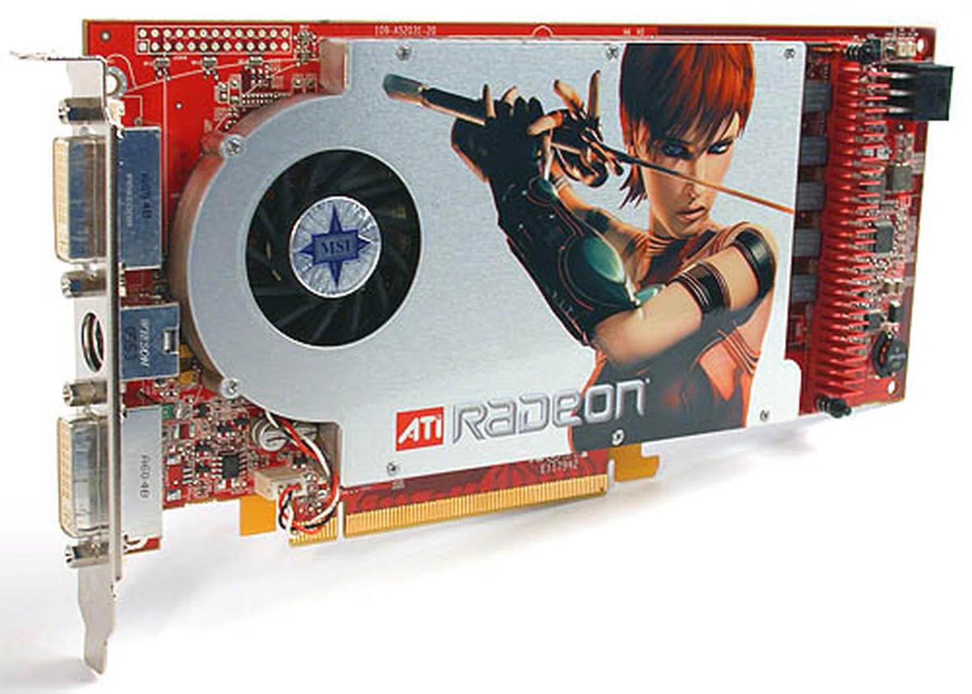 All the Radeon X1800 GTOs that we have seen are reference models, which means you get a giant cooler on a rather long PCB. There's also a Rage Theater ASIC hidden below the cooler. Can you tell that this X1800 GTO is from MSI?