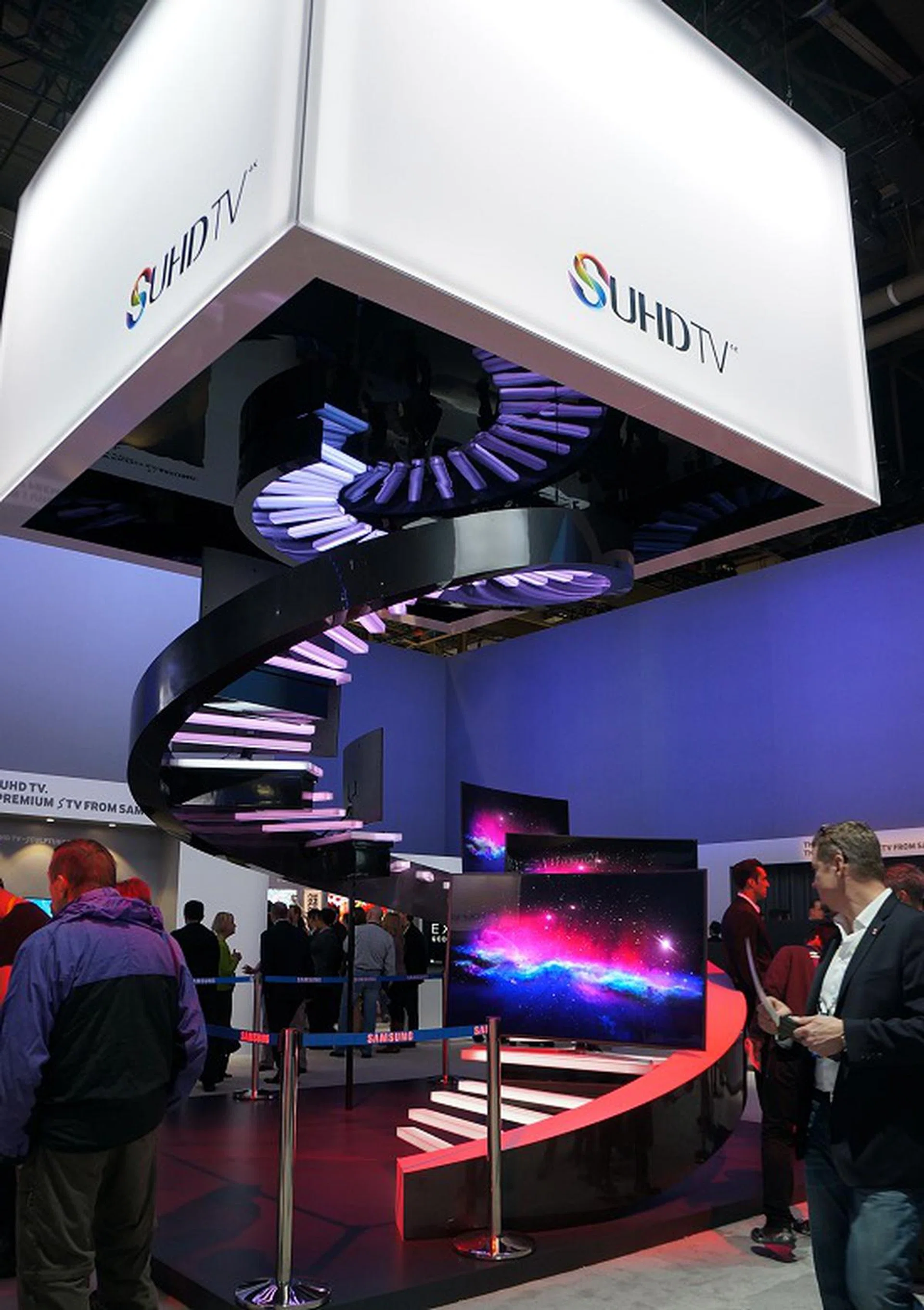 Inside the booth, we spotted this elaborate structure. While it seems to suggest there's a spiral pathway, it actually doesn't lead you anywhere. Weird.