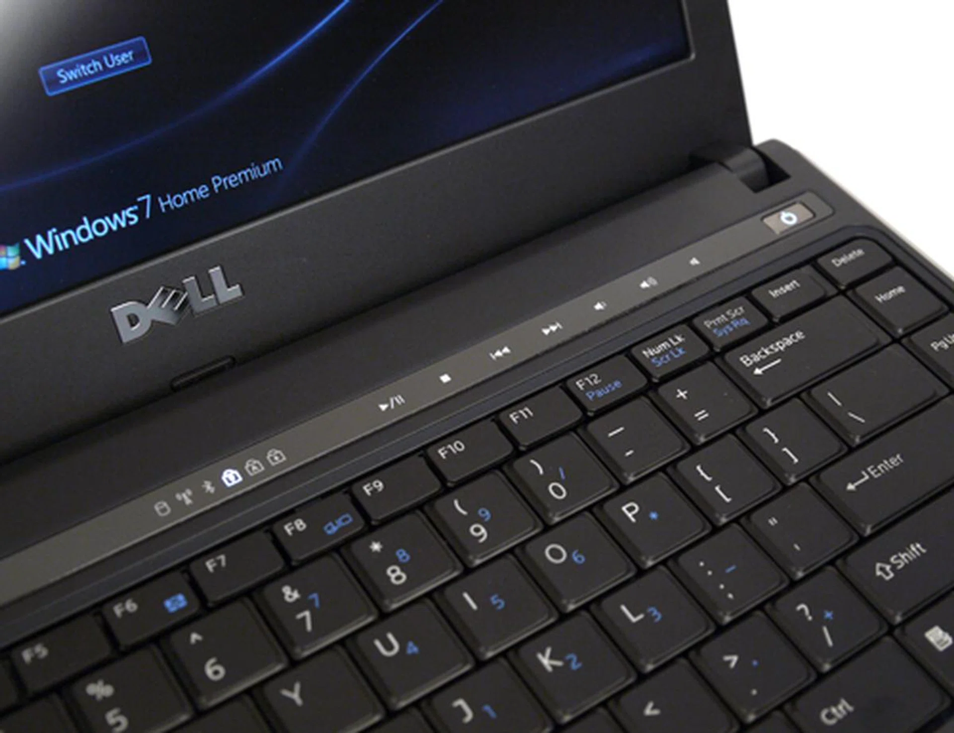 A string of touch-sensitive multimedia buttons are seated above the keyboard. We don't know about you, but we are kind of impartial towards simple yet stylish white LEDs. All in all, Dell has constructed an uncluttered and business-like design. Thumbs up.