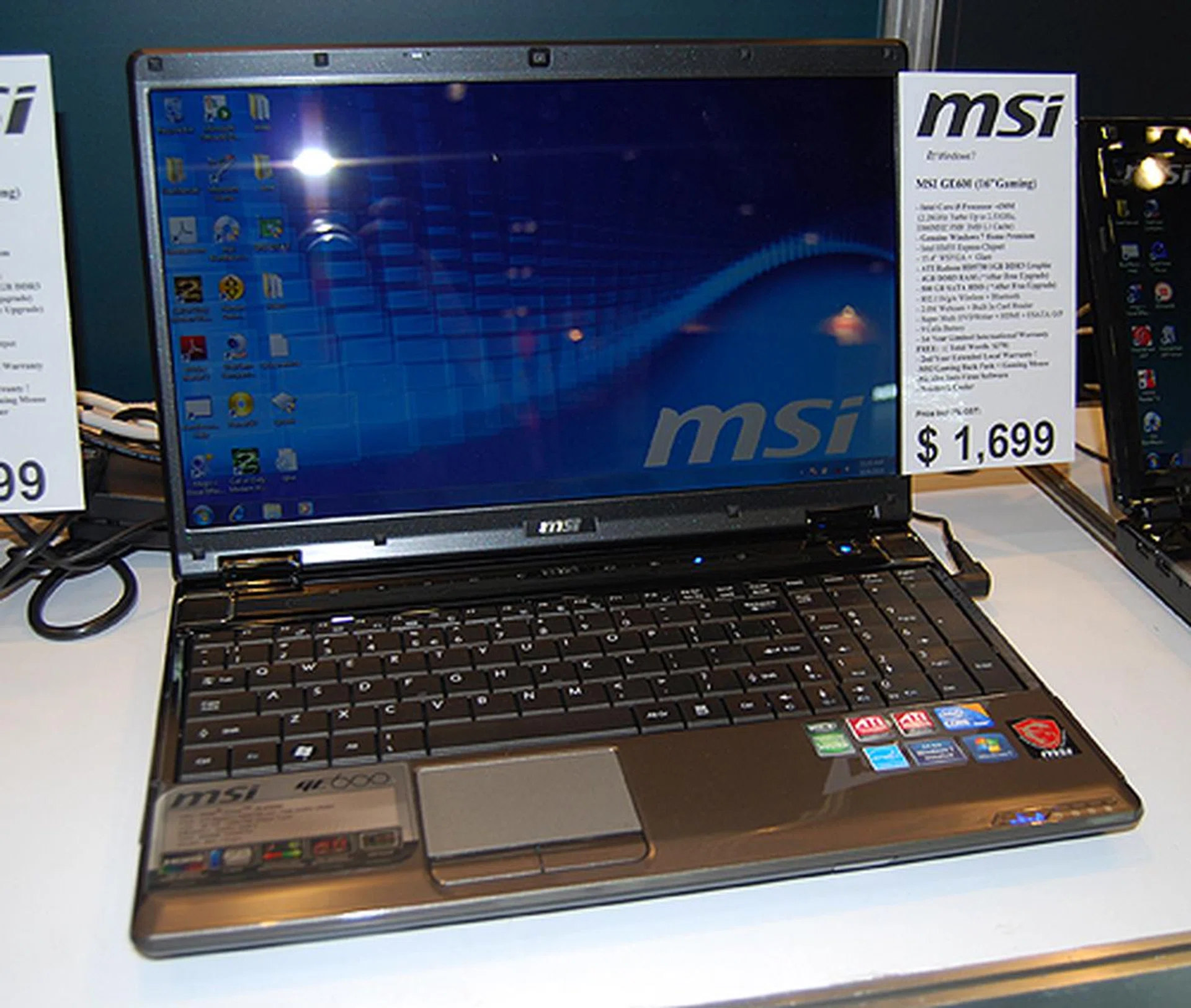 For entertainment on the go, you can't go wrong with the competitively priced MSI GE600. It features a 16-inch screen, and is powered by a 2.26GHz Intel Core i5-430M processor with 4GB DDR3 memory and a large 500GB 7200rpm HDD. Yours for $1699 (U.P. $1799).