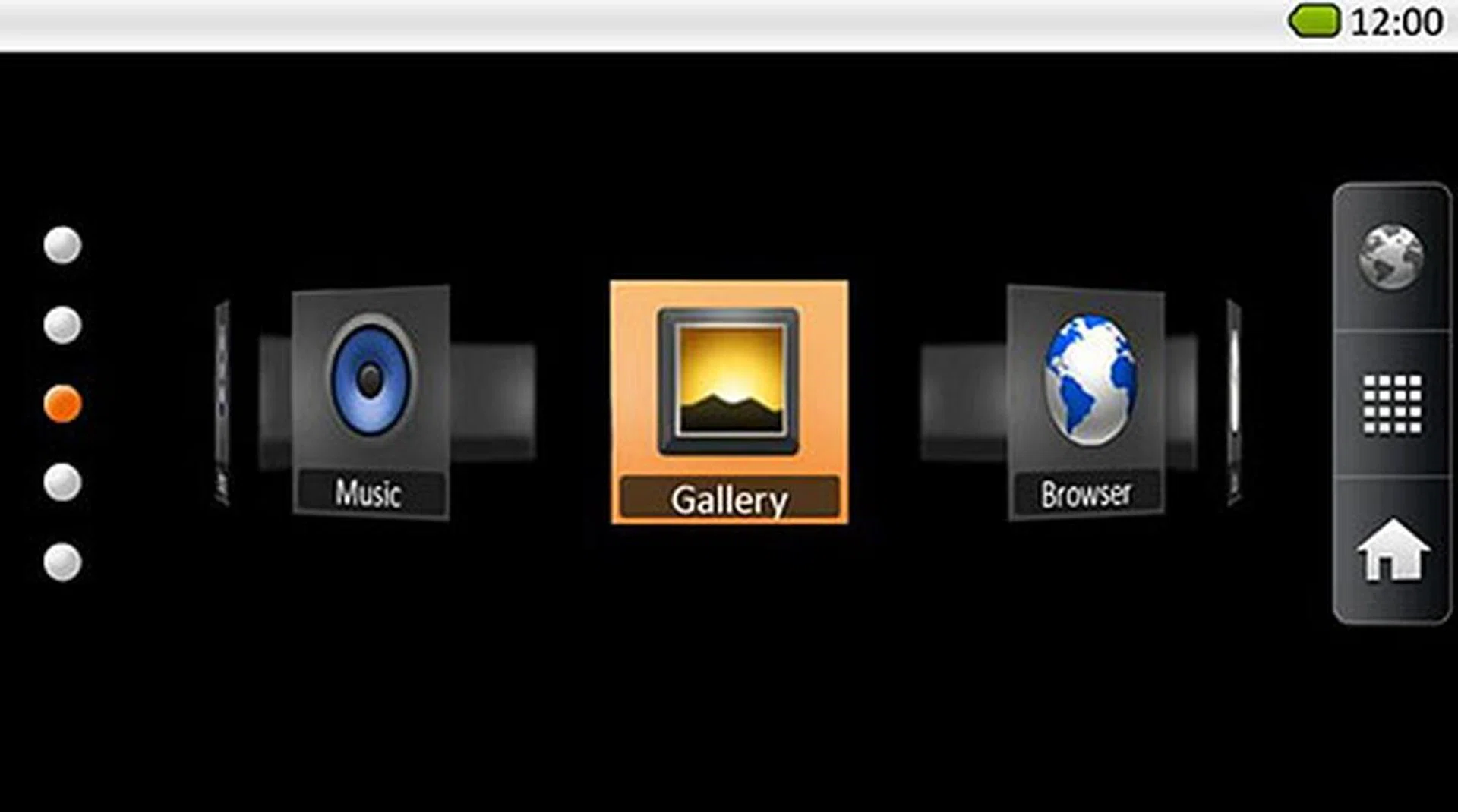 The carousel menu basically holds shortcuts for your installed apps. While you can scroll this carousel with the trackpad (hold and flick to the sides), it's so much faster to just use the d-pad.