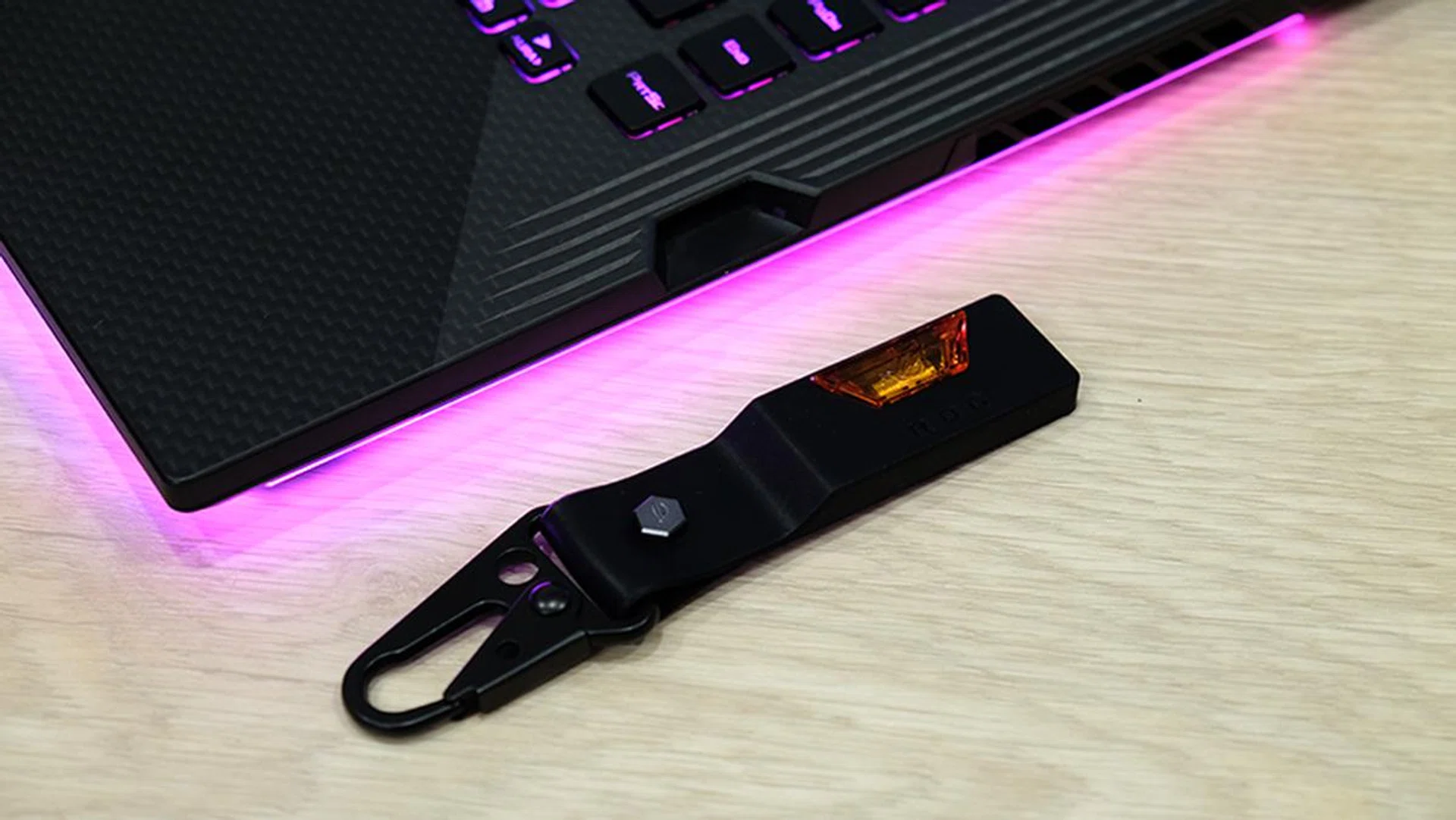 The Keystone comes with a keychain accessory of sorts where you can stow it. 