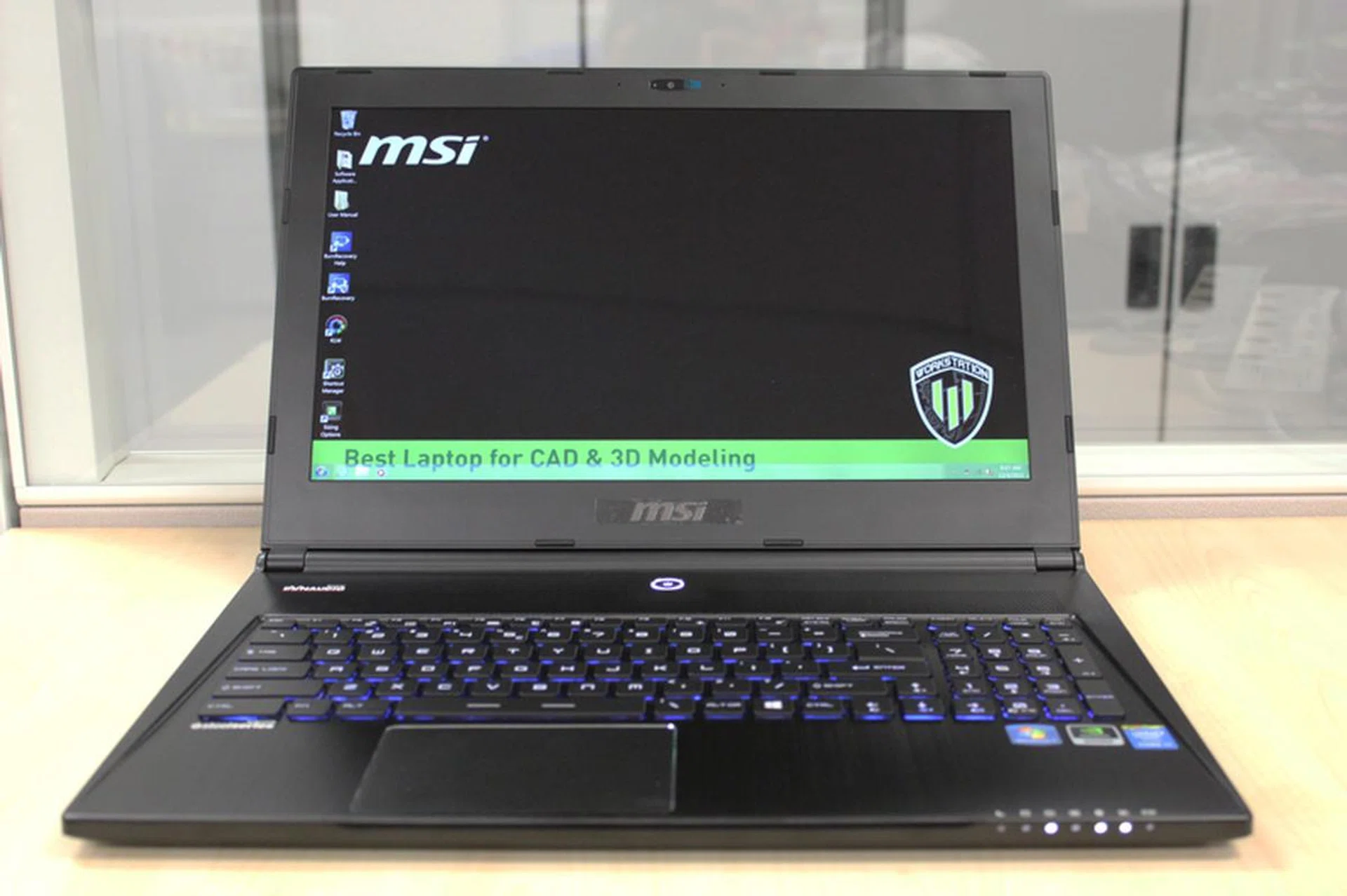 MSI bills the WS60 as the best laptop for CAD & 3D modelling, even going so far as putting the tag on the machine's default background.