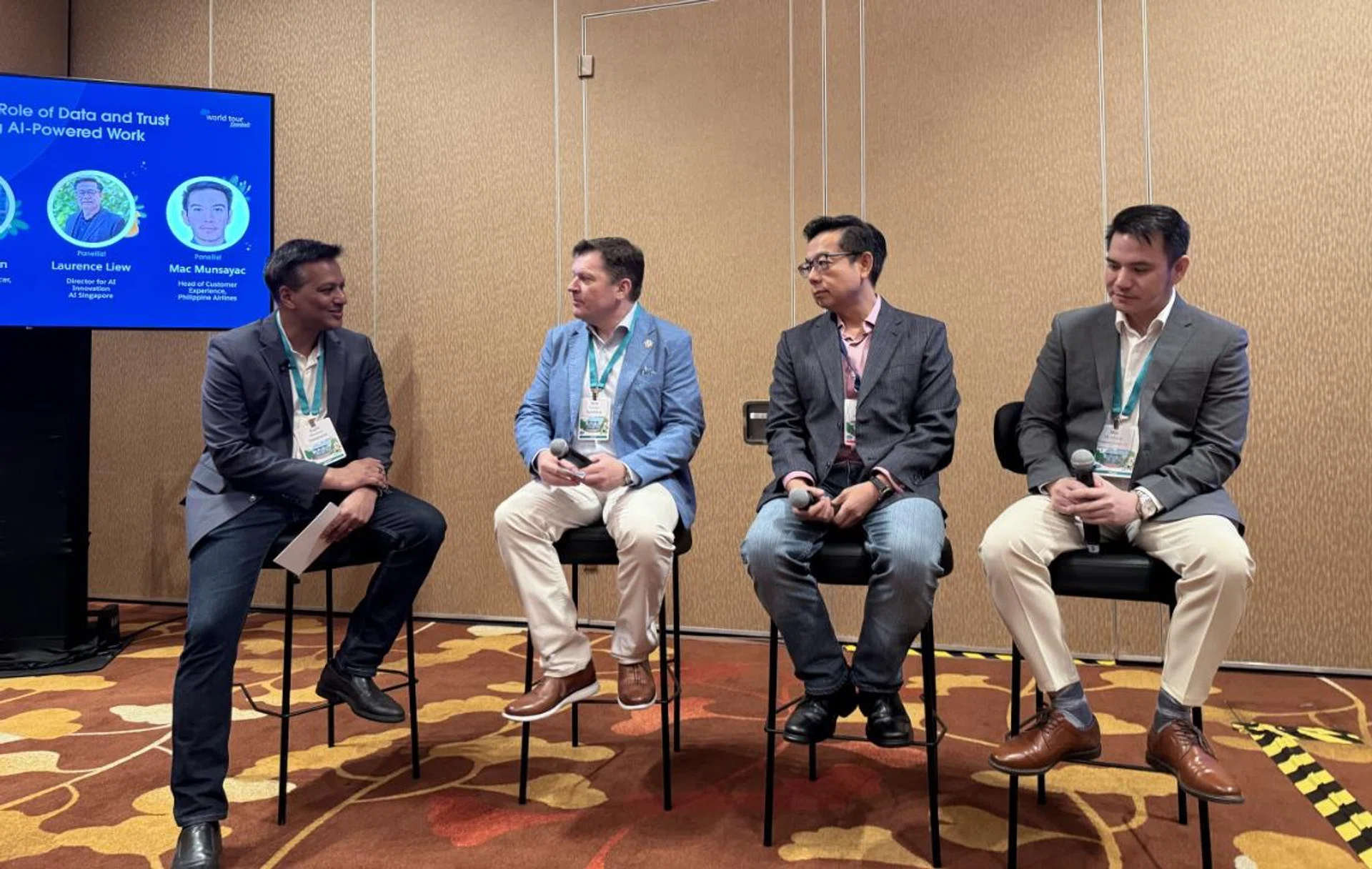 Panelists (from L to R): Sujith Abraham, Senior Vice President and General Manager, Salesforce ASEAN, Peter Doolan, Executive Vice President and Chief Customer Officer, Slack at Salesforce, Laurence Liew, Director for AI Innovation, AI Singapore, and Mac Munsayac, Head of Customer Experience at Philippine Airlines.