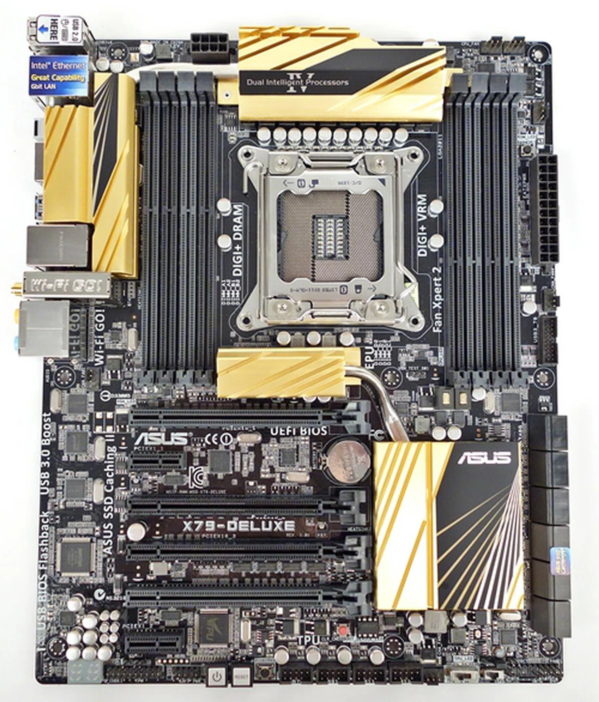 The ASUS X79-Deluxe motherboard.
