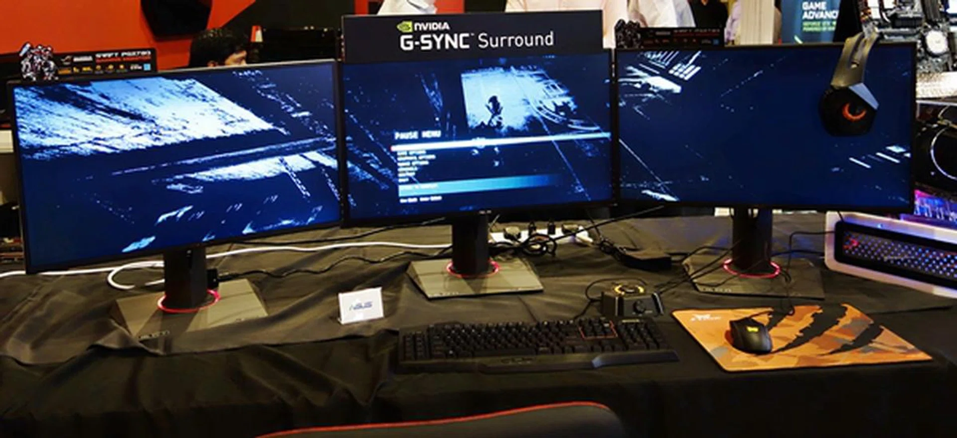 Three ROG Swift P278Q G-Sync monitors for an expansive visual display!
