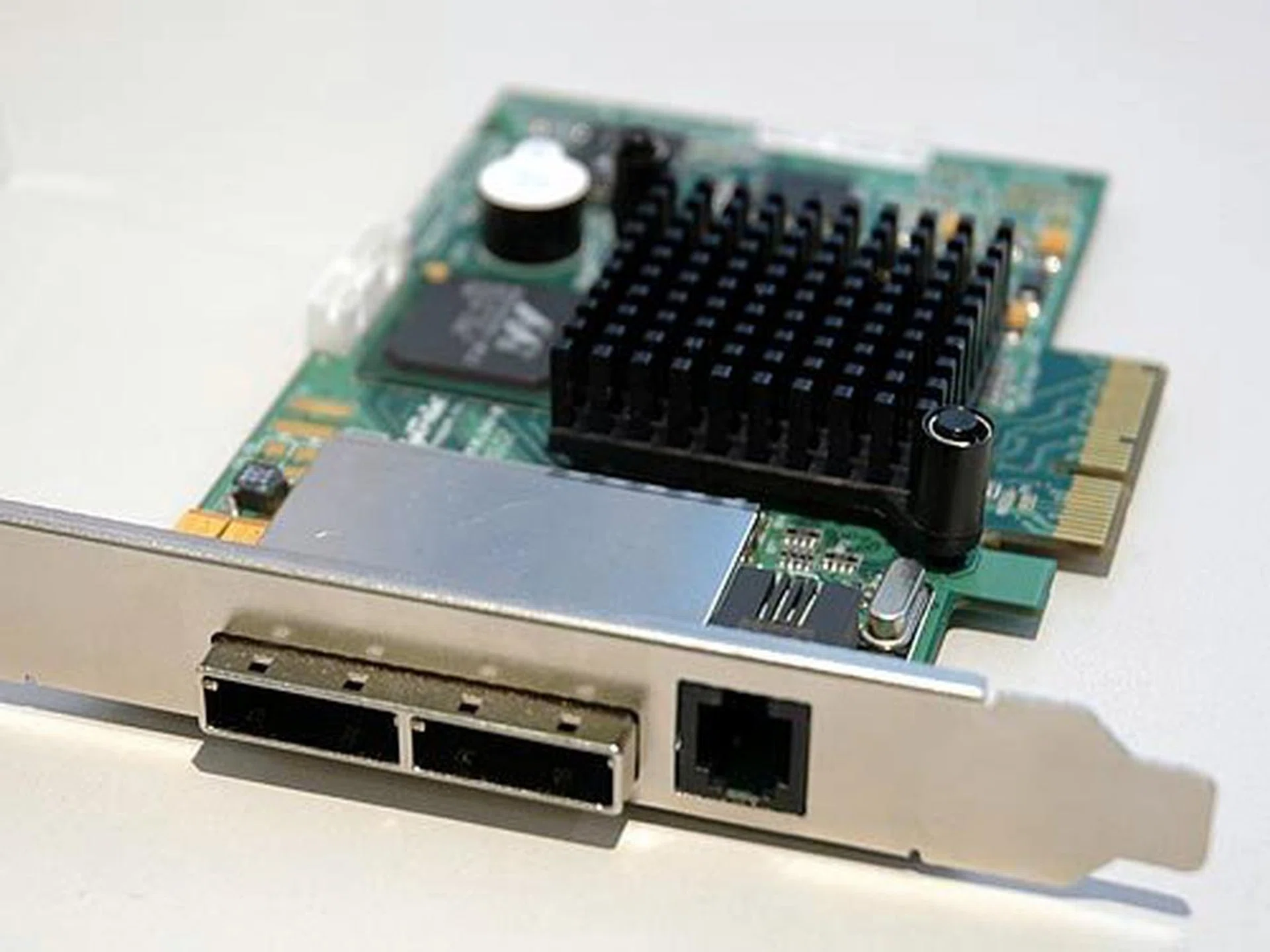 Here's a closer look at the mini SAS connectors on the RocketRAID 2322.