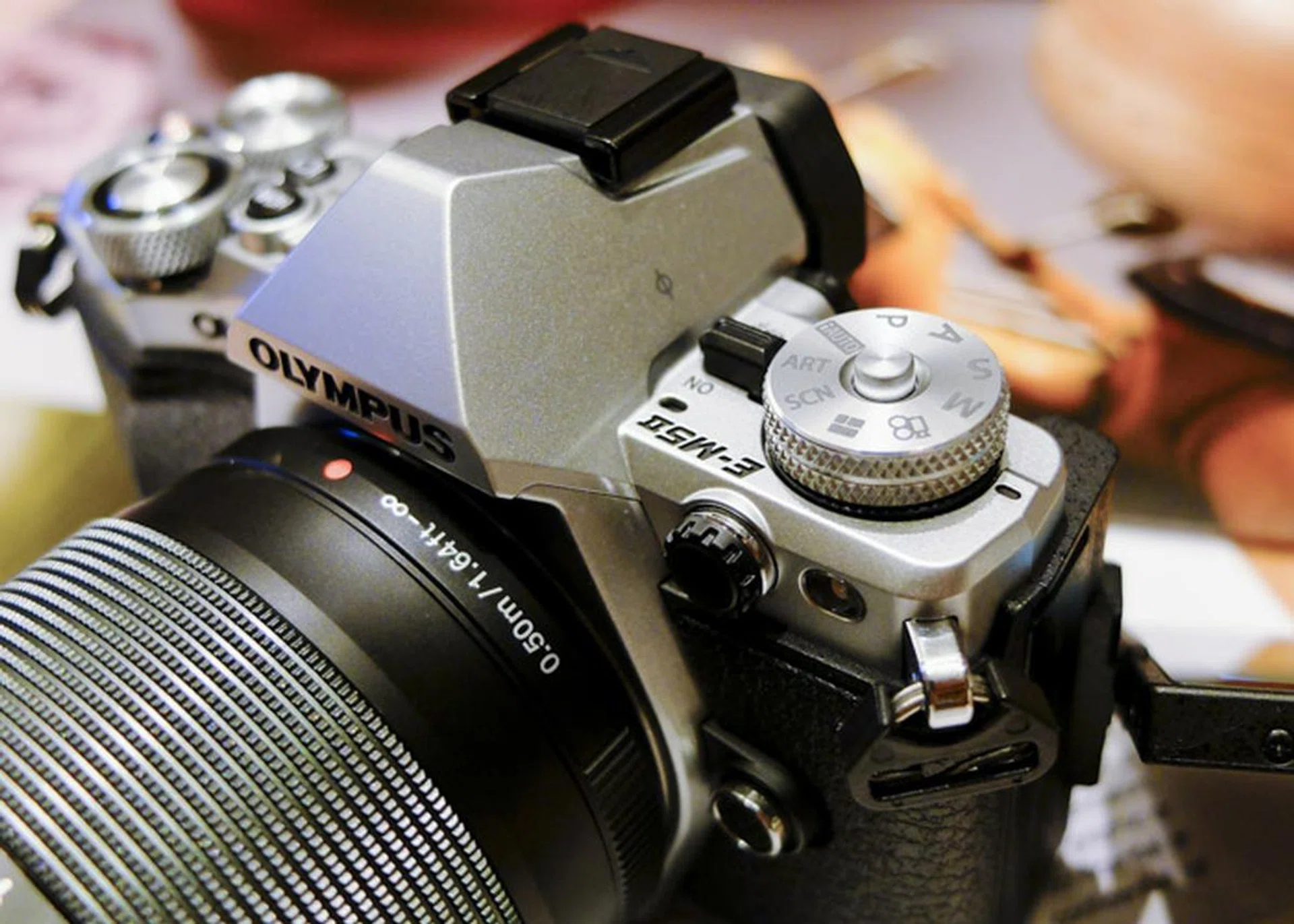 Close-up of the mode dials.