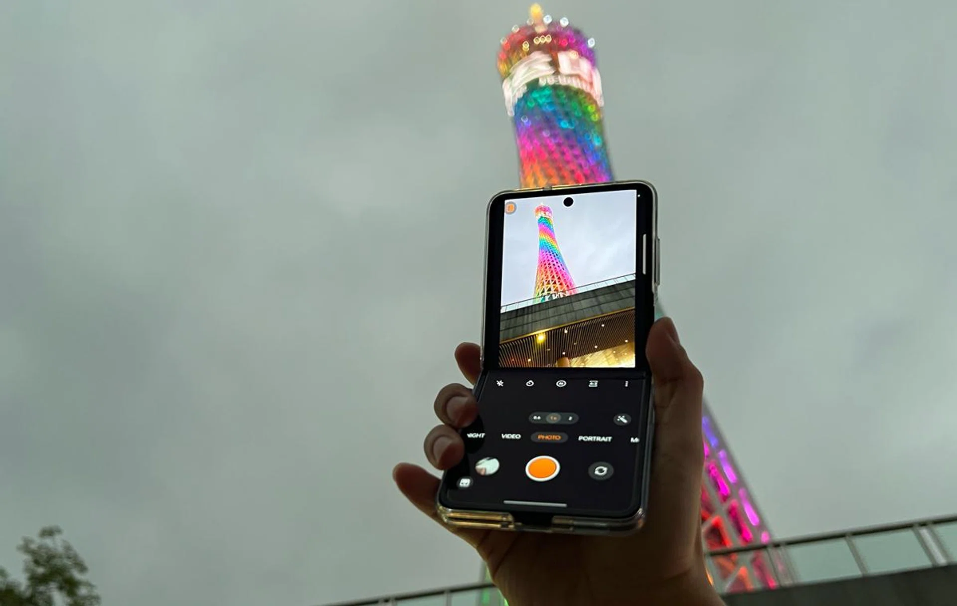 Oppo Find N2 Flip at Canton Tower, Guangzhou, China.