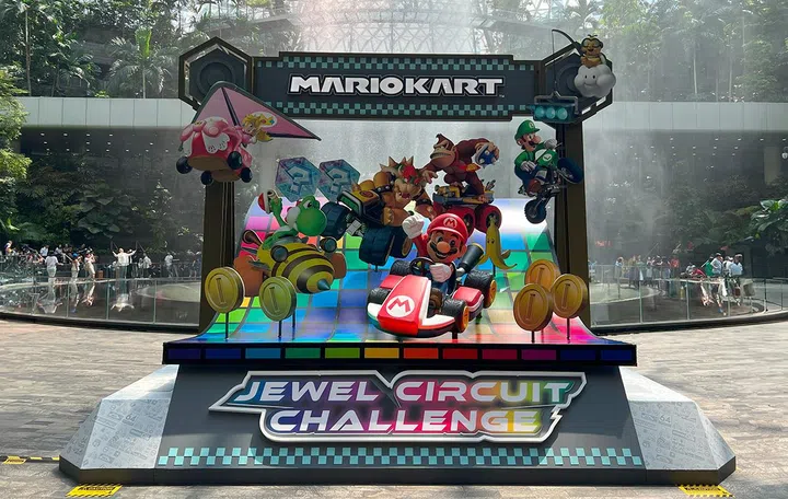 This is the first Mario Kart-themed installation in Southeast Asia. Photo: Jewel Changi Airport Development (JCAD).