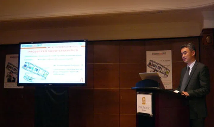 Mr Calvin Koh, Senior Project Manager of BroadcastAsia, giving the audience an overview on event highlights and technological trends to be covered during BroadcastAsia 2012. 