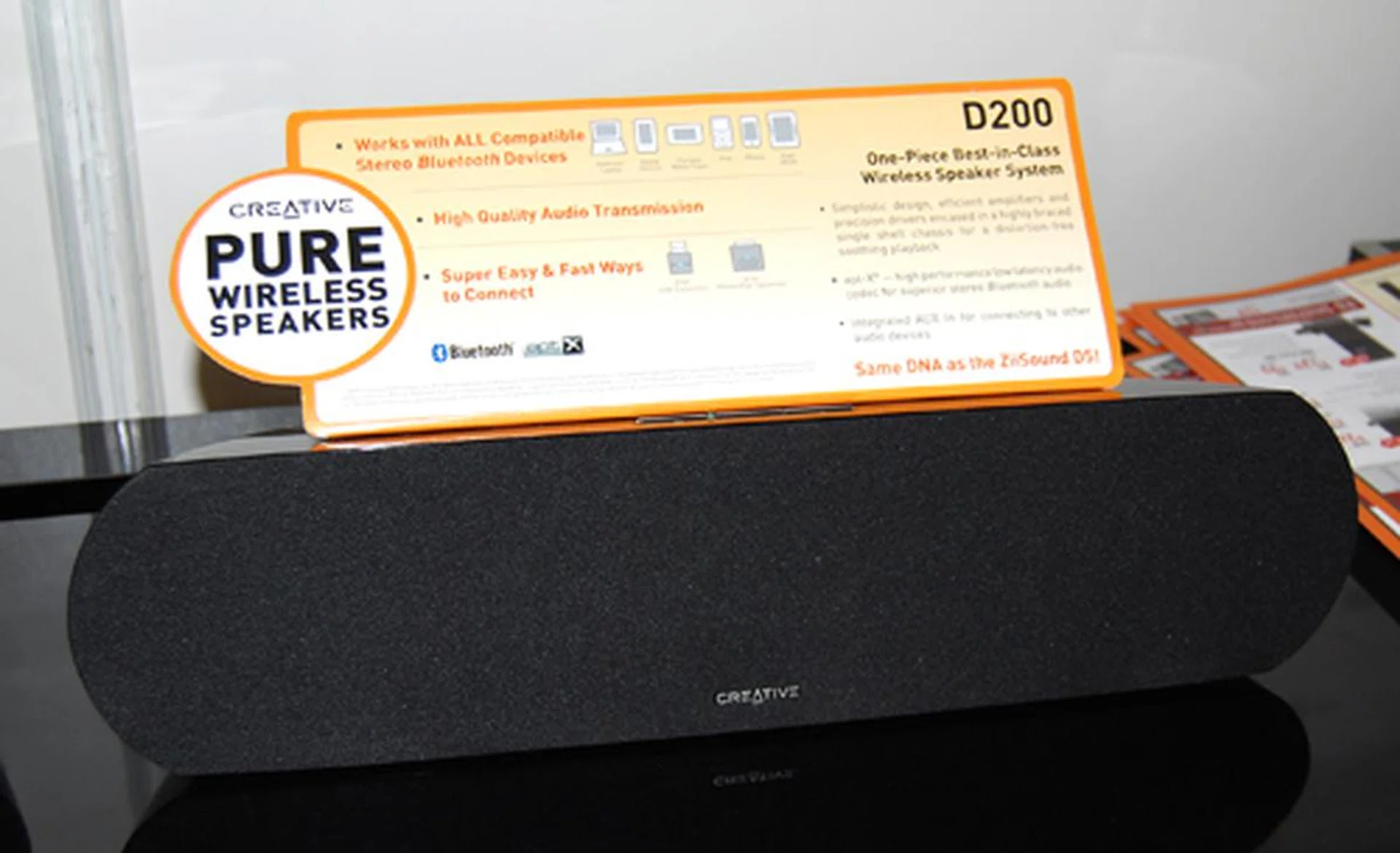 The D200 is another new wireless speaker system from Creative. Available for pre-order at $149 and comes with a free pair of EP-220 headphones.