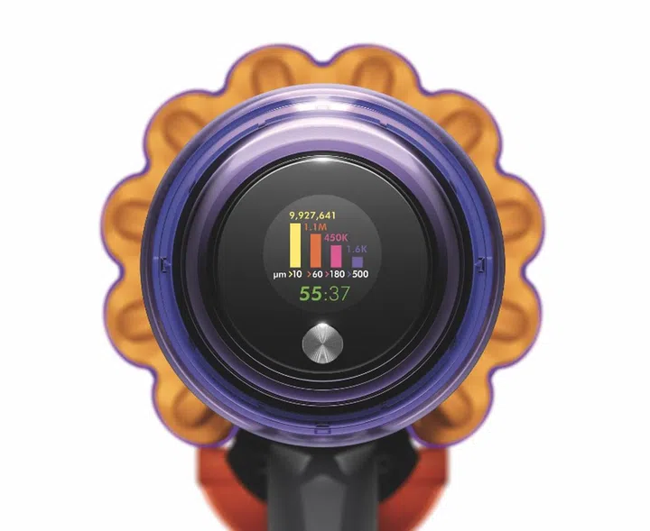 A LCD screen shows just how dirty your floor is. (Image source: Dyson)