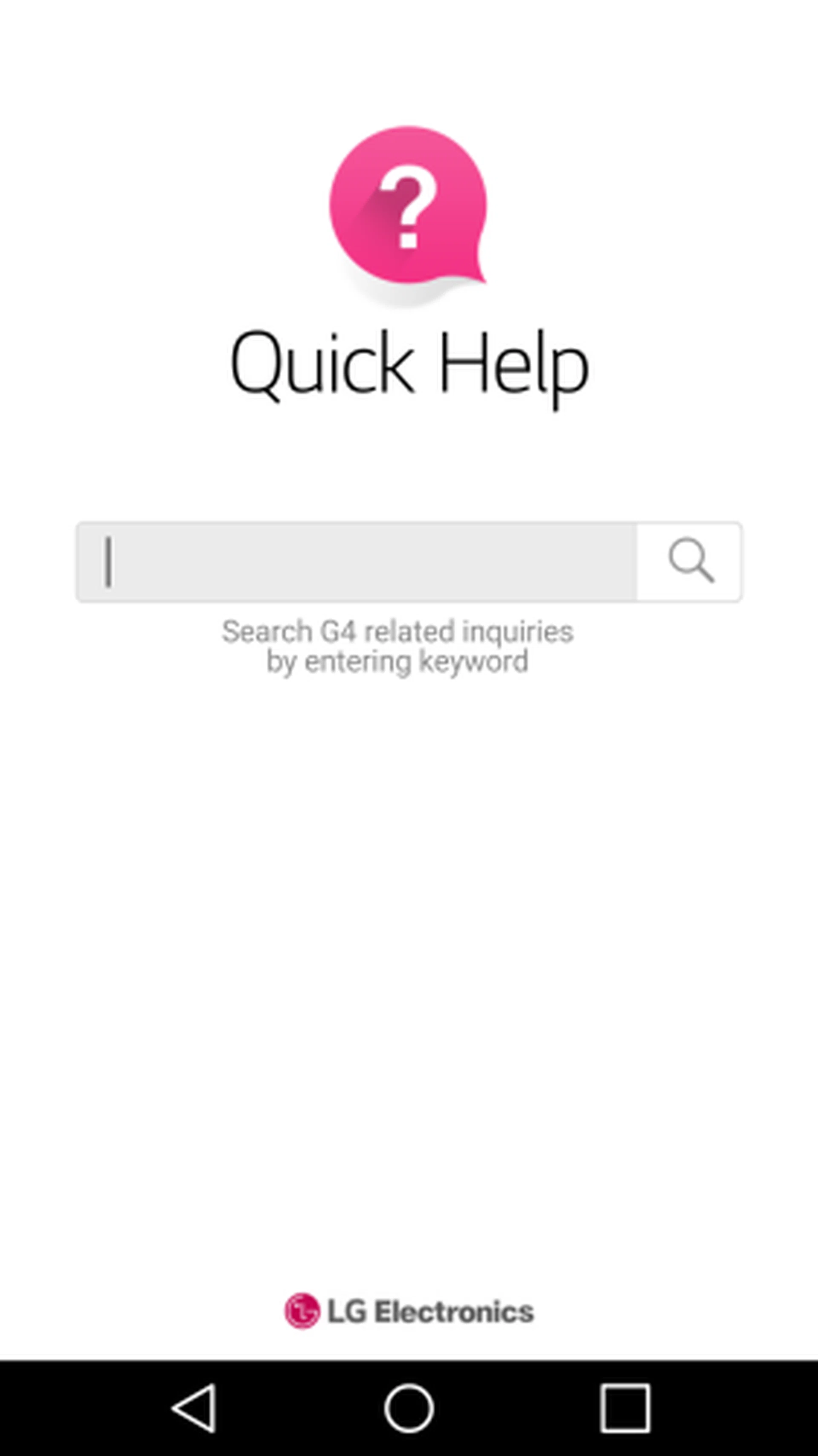 Quick Help offers troubleshooting tips for the LG G4 user.