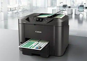The top-of-the-line Canon Maxify MB5370 has two 250-sheet trays and a 50-sheet duplex ADF. (Image source: Canon.)