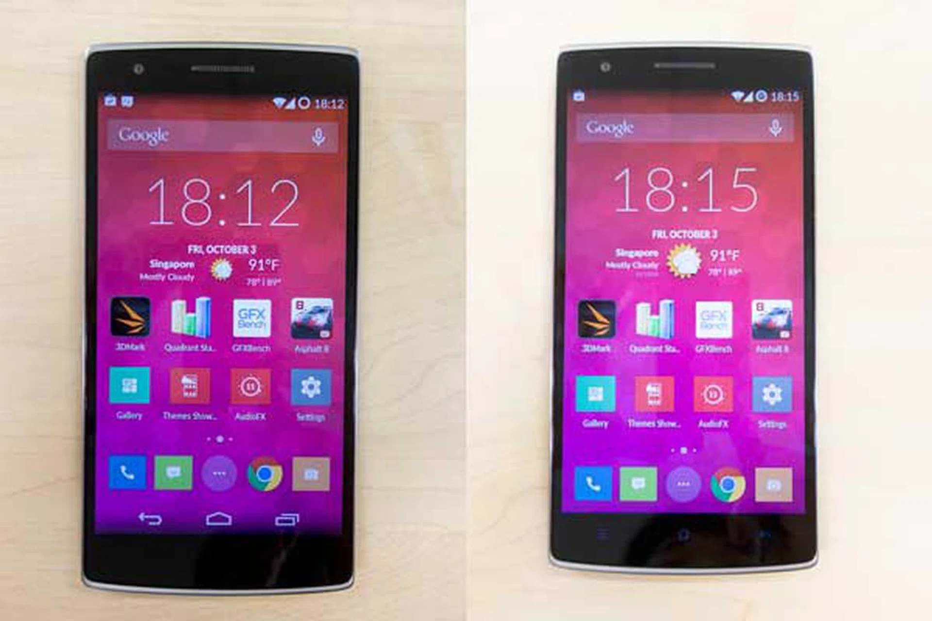 Left: Nav Bar enabled. Right: Nav Bar disabled