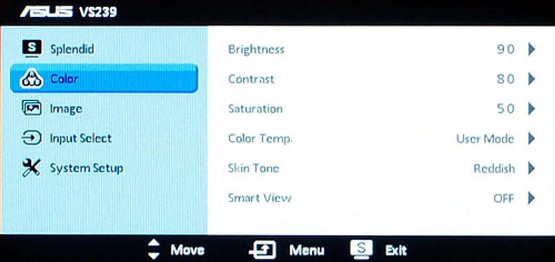 Most presets will allow you to adjust at least the brightness, contrast, color temperature, and Smart View settings.