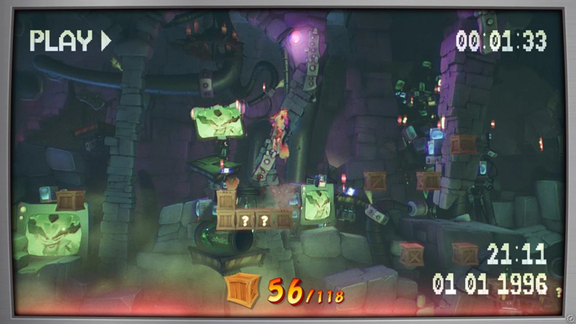 You'll find VHS tapes in each level that give you backstory on Crash and Neo Cortex's past. These tapes are also much more difficult than the regular levels, only suited for those who have mastered Crash's style of platforming. 