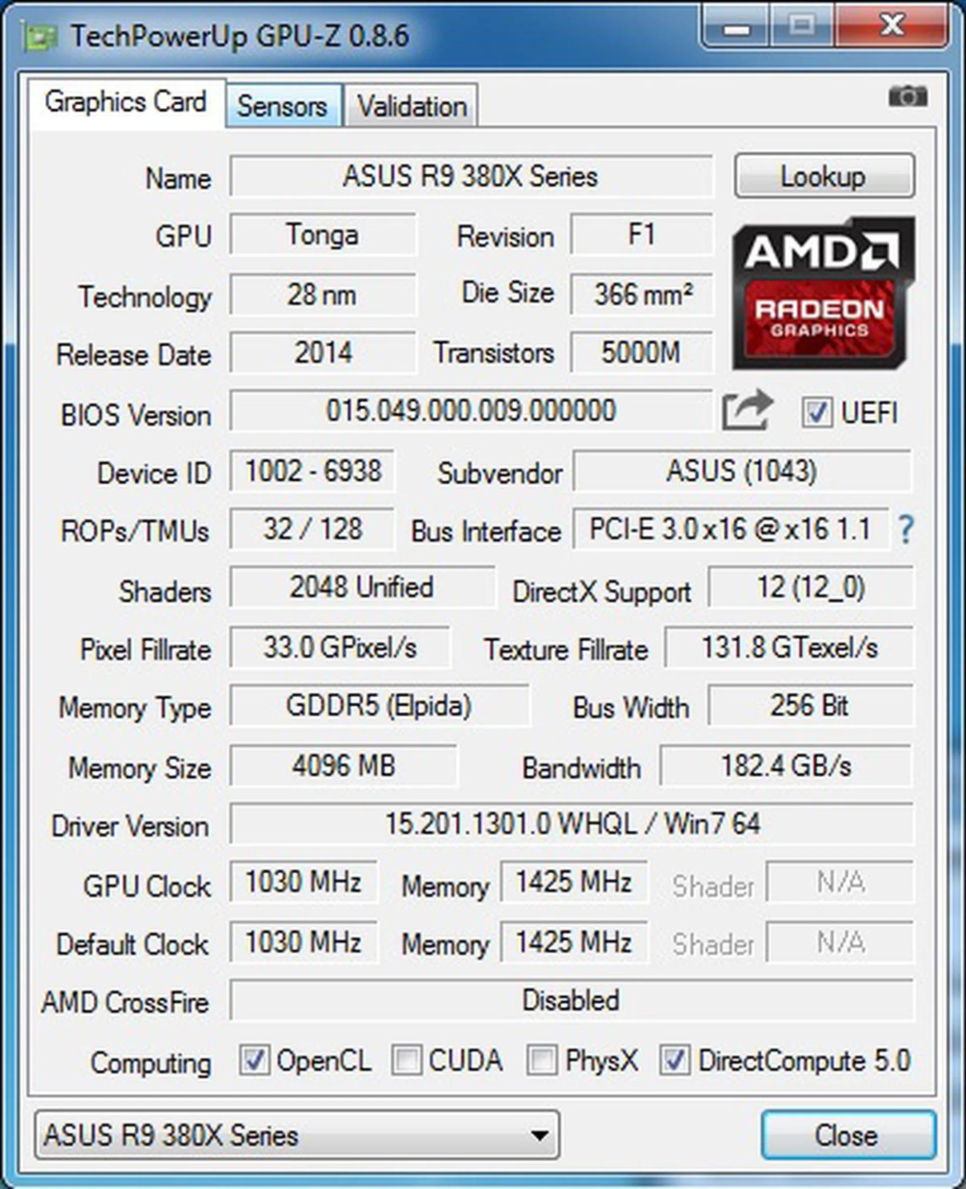 A quick overview of the card's specifications.