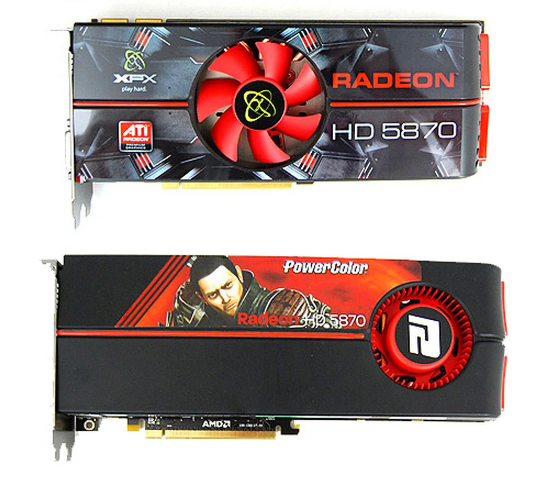 The XFX card looks somewhat similar to ATI's reference design, but we really dig its funky color scheme.