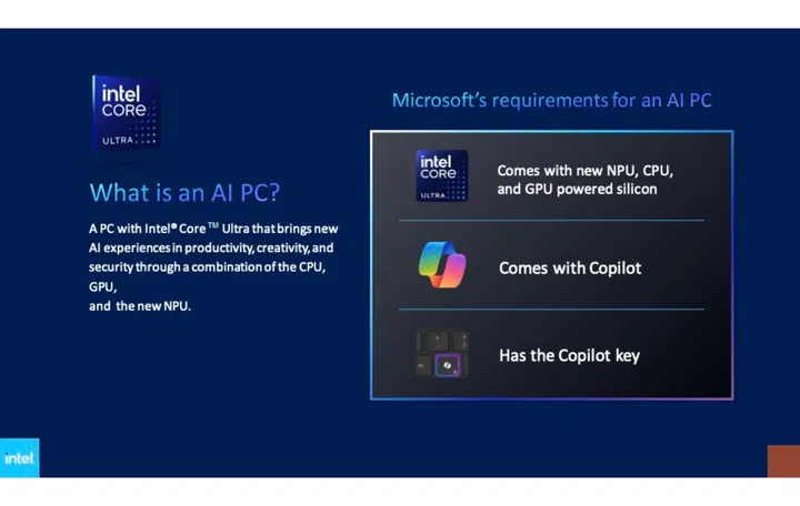 The Intel and Microsoft co-developed definition of an AI PC. Image source: Intel. 