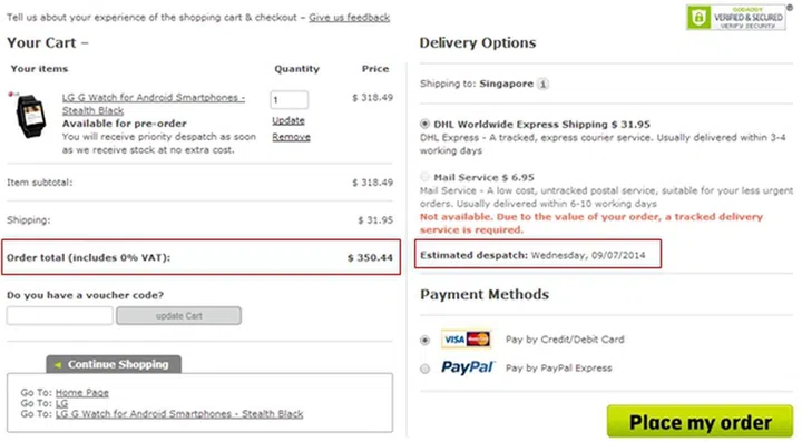 If you pre-order today, the estimated delivery date is July 9. <br> Image source: MobileFun Singapore