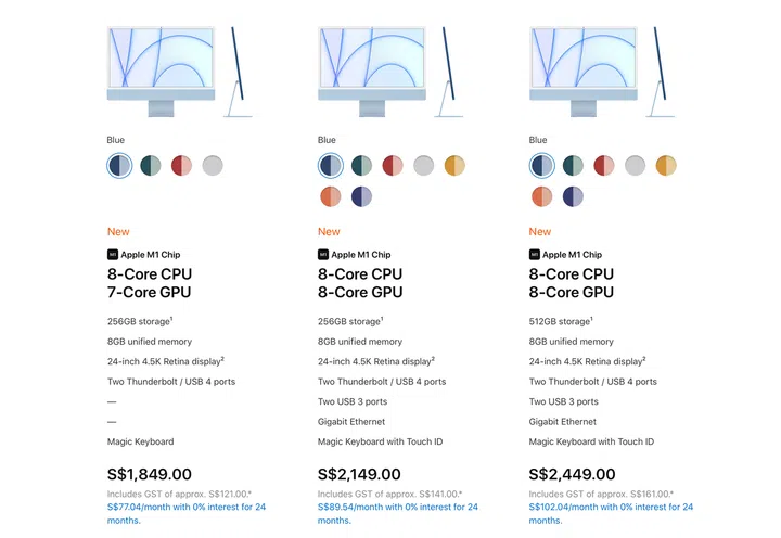 There are two iMac variants and three off-the-shelf configurations.