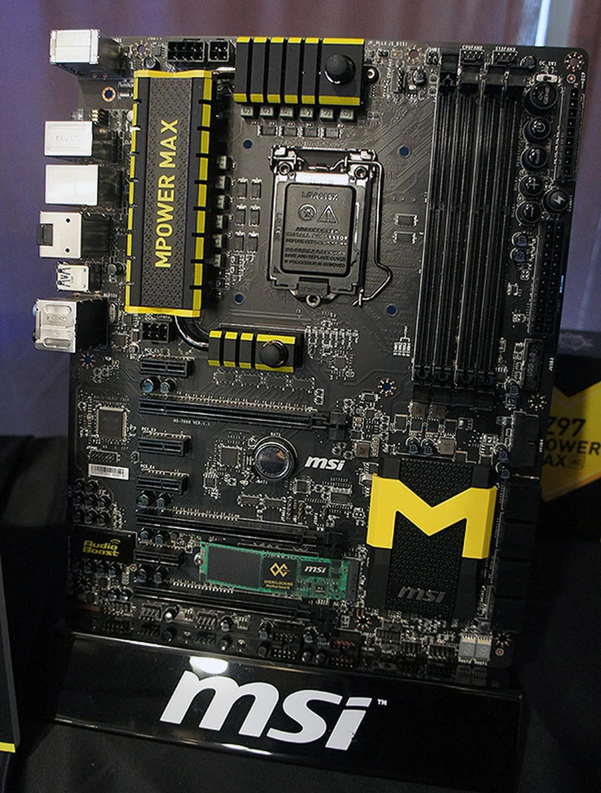 The Z97 MPower Max AC has integrated liquid-cooling heatsinks, OC Engine, V-Check Points 2, Military Class 4 components, but only 3-way CrossFire and 2-way SLI configurations.