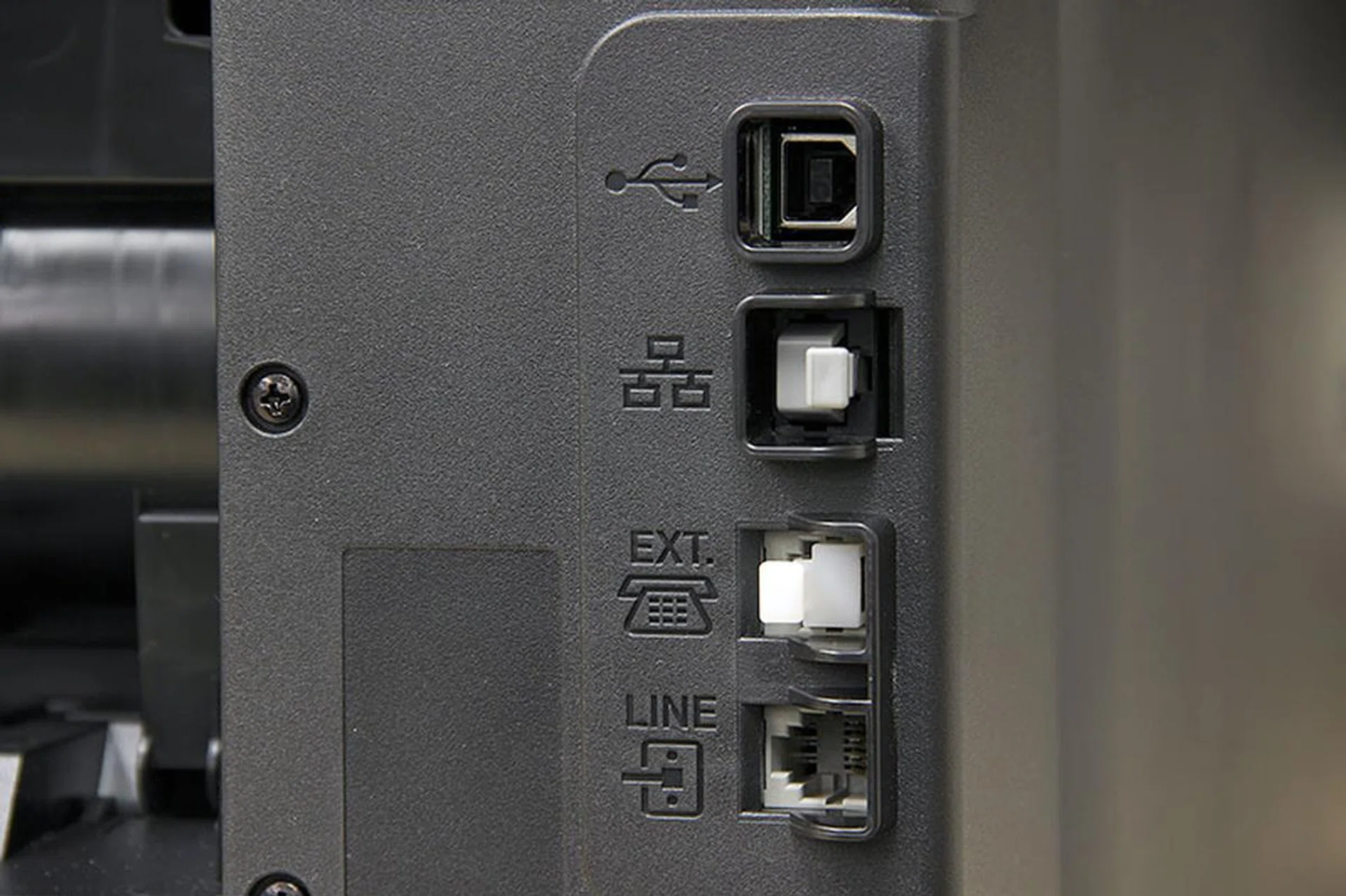 With the exception of the USB media port that's at the front, the other connections are found round the back of the printer.