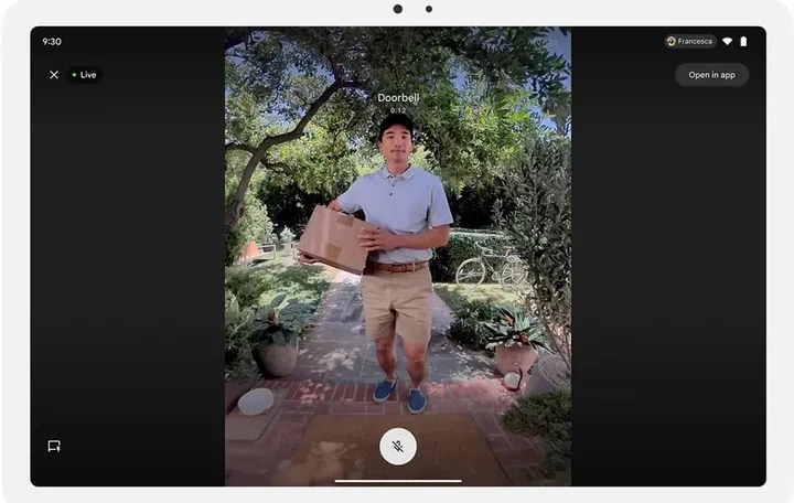 Richer doorbell notifications for a docked Pixel Tablet.