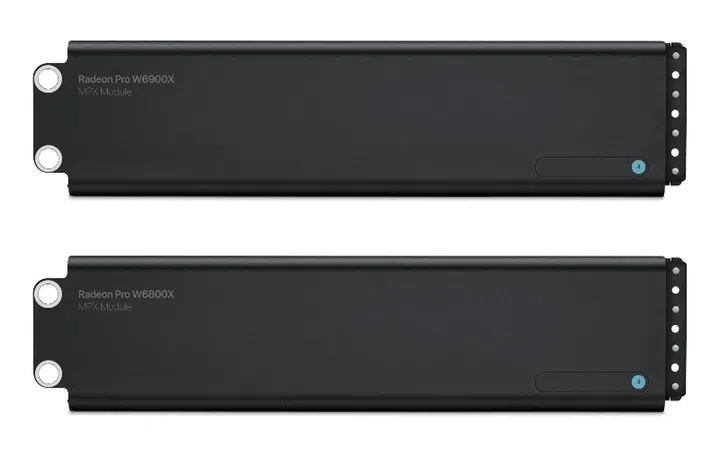 The Radeon Pro W6900X and W6800X. (Image source: Apple)