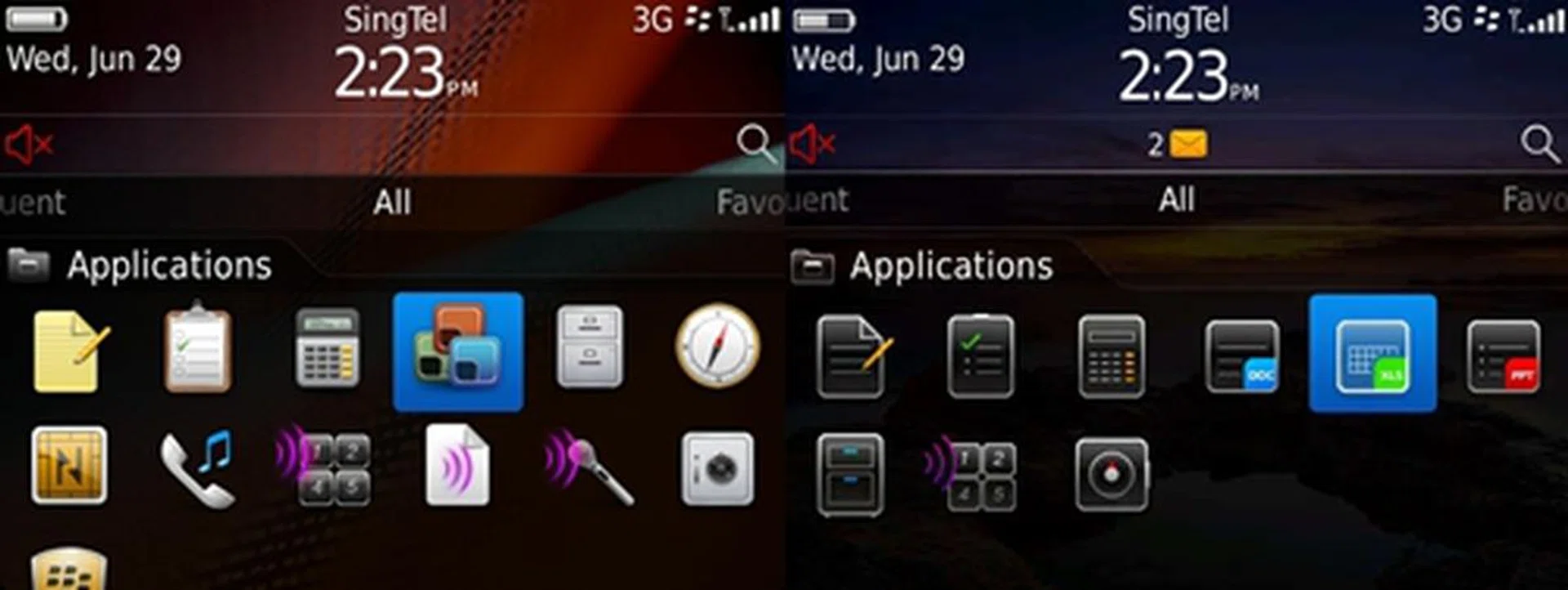 Preloaded on the BlackBerry 7 OS is the premium version of Docs To Go, which allows you to edit Word, Excel and PowerPoint files directly on the Bold 9900 (left). Previously, you can only create and view these files on BlackBerry 6 OS equipped models.