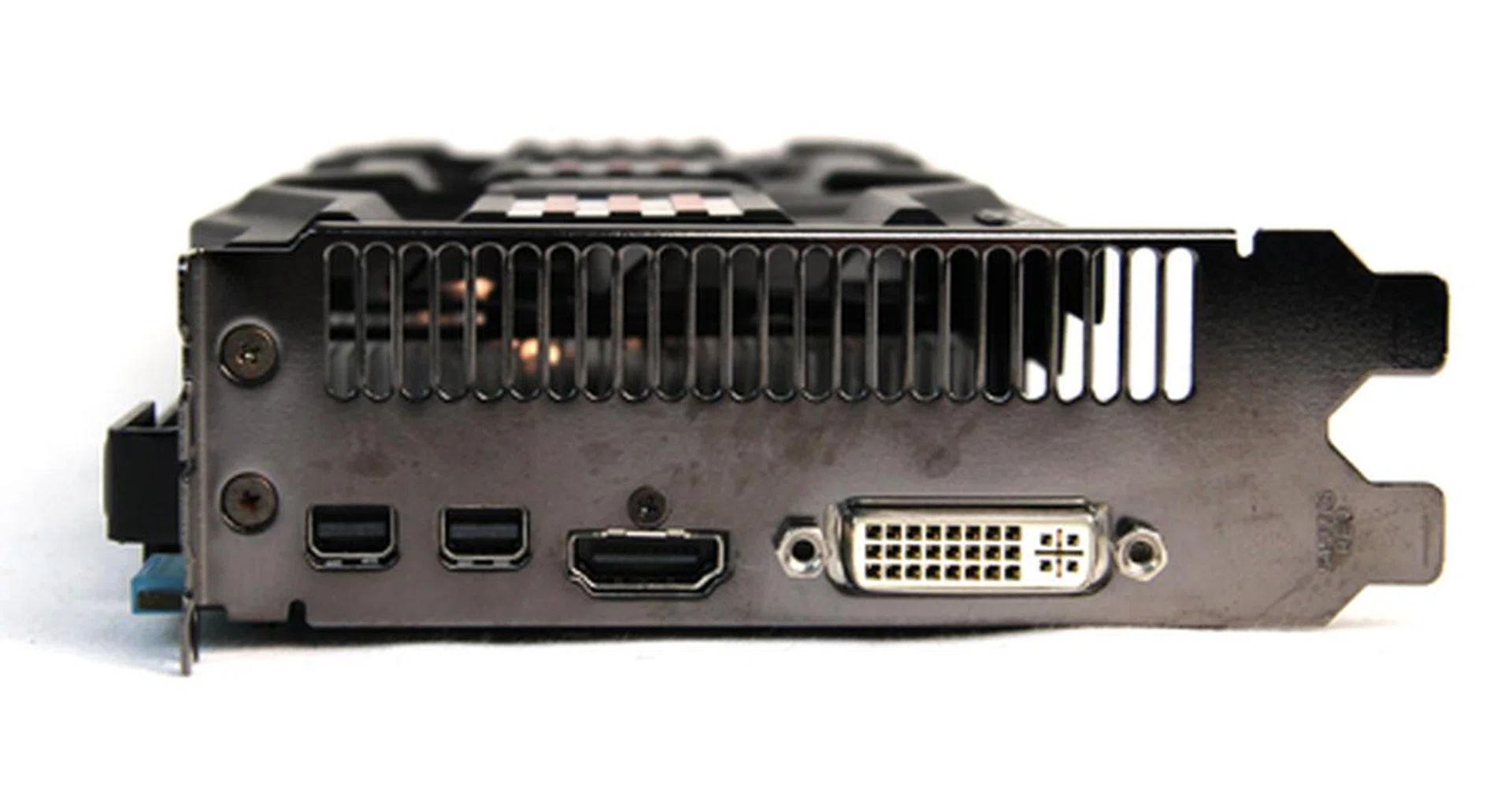 Ports-wise, the ASUS Radeon HD 7870 is the same as reference and offers one DVI-D port, two DisplayPort ports, and one HDMI port. Like the reference card, it uses two six-pin Molex PCIe power connectors.