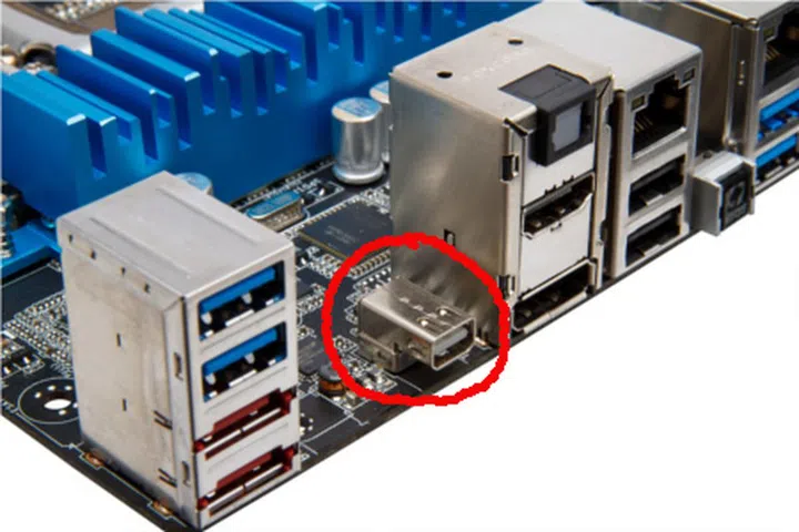 Here's the Thunderbolt port, circled in red on the ASUS P8Z77-V Premium motherboard.