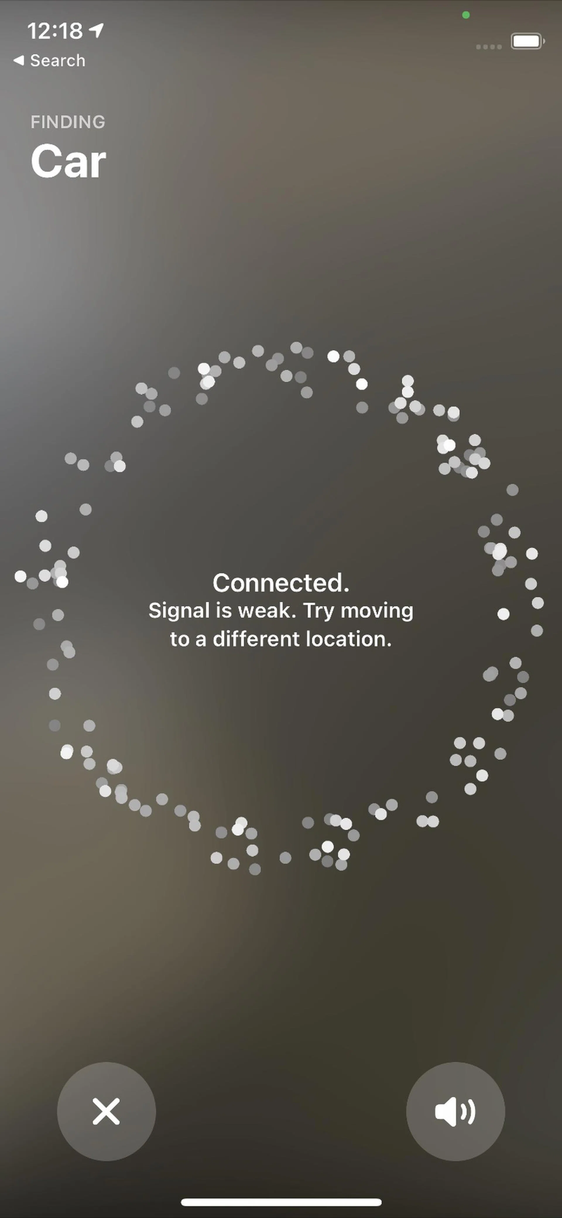 Precise directions only appear at around 5 to 6 metres. That means it's not very useful for locating your car.