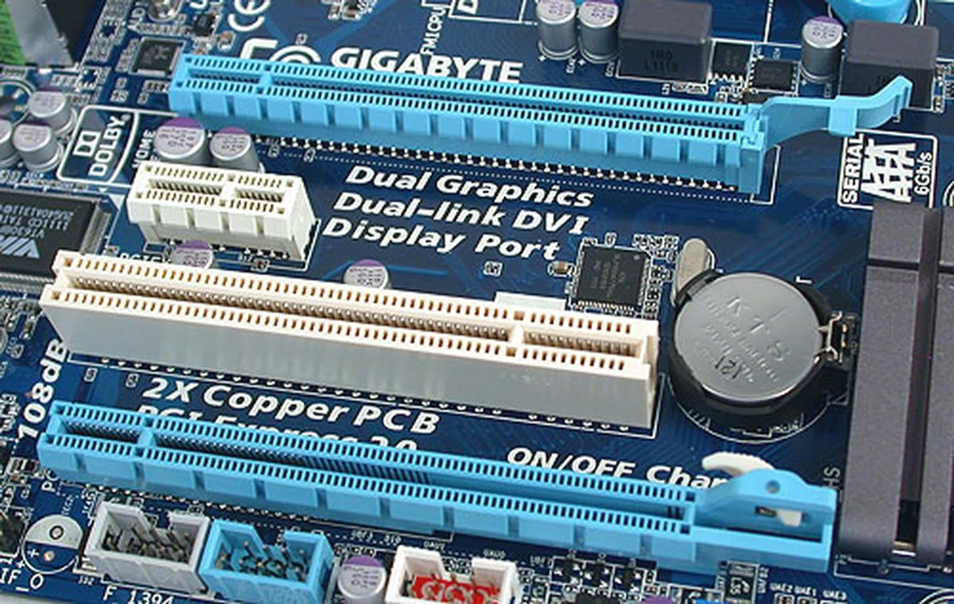 Two PCIe x16 slots on this Gigabyte board with the second rated at x4 like the other A75 boards we have seen so far.