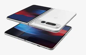 Purported render of the Google Pixel Fold. <br>Image source: @OnLeaks x howtoisolve